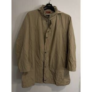 Fashio Beige Raincoat 3XL – Lightweight Hooded Trench Jacket with Zip & Snap